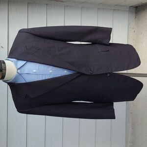 OXXFORD Dark Brown‎ Striped Super Worsted Wool Sz 42 L Sport Coat Suit Jacket